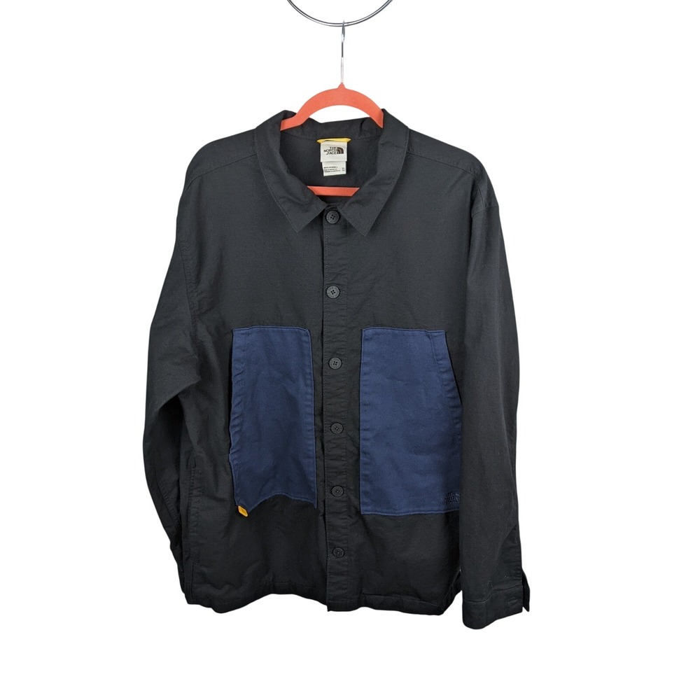 The North Face Mens XL Black Blue Ripstop Button Down Shacket Shirt Jacket